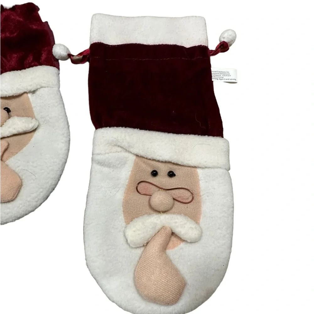 Santa Drawstring Gift Bags 3 Piece Set